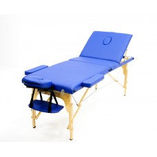 Массажный стол, деревянный, 3-х секционный, синий MET Comfort W3